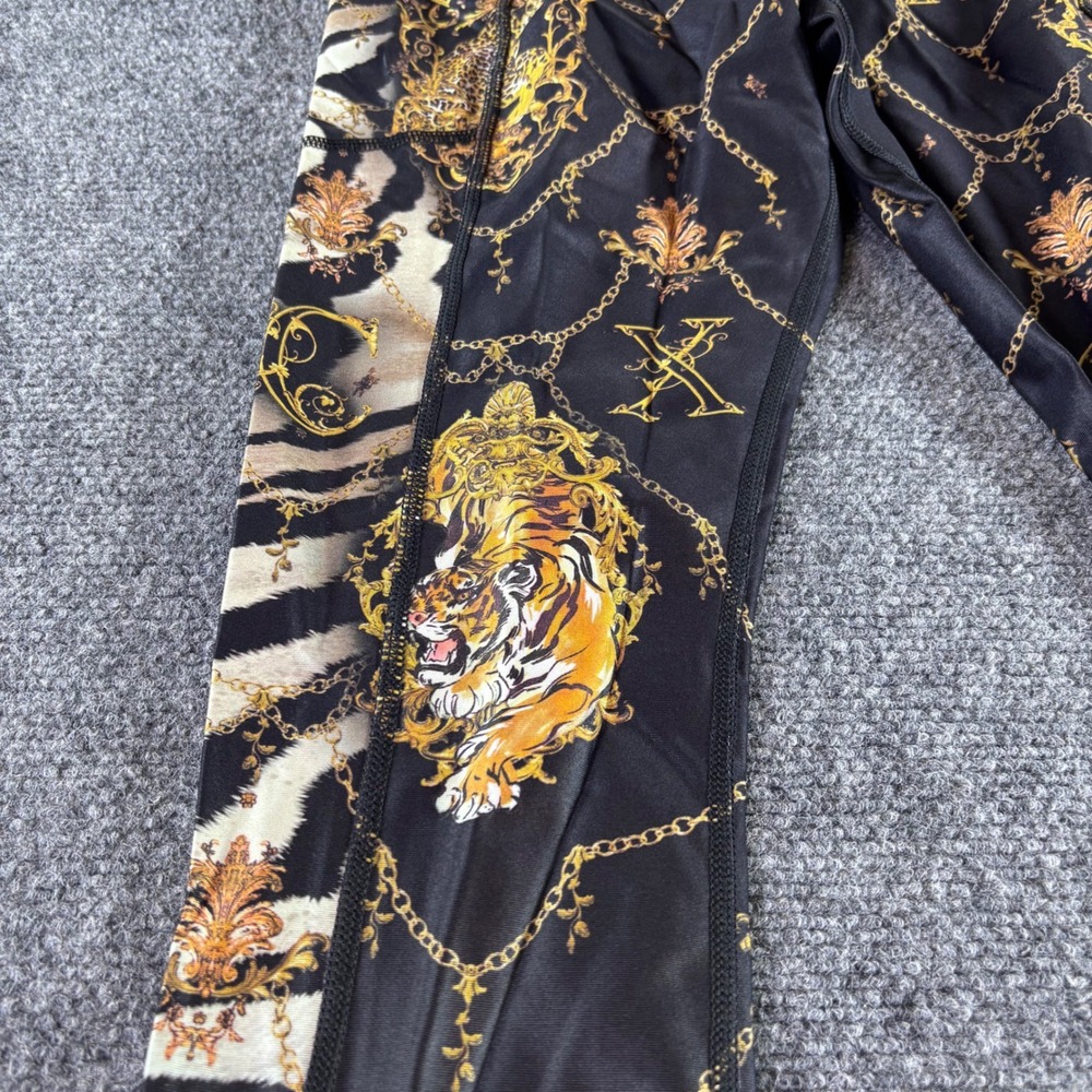 Camilla Leggings Womens XS Black Gold Baroque Animal Print High Rise Activewear - Picture 10 of 10